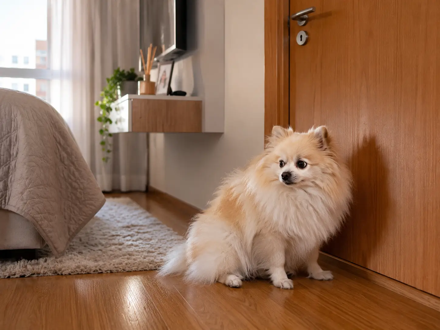 Spitz no quarto fechado